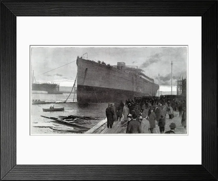 Framed Print : RMS Celtic, at the time the largest ship, being launched at Belfast. Date: 4th April 1901 Framed Print : RMS Celtic, at the time the largest ship, being launched at Belfast. Date: 4th April 1901