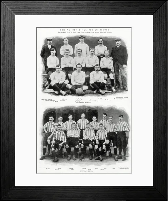 Framed Print : F.A. Cup Final between Tottenham Hotspur and Sheffield United. First played on 20th April 1901 at Crystal Palace stadium, London with score of 2 - 2 Framed Print : F.A. Cup Final between Tottenham Hotspur and Sheffield United. First played on 20th April 1901 at Crystal Palace stadium, London with score of 2 - 2