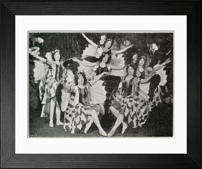 Framed Print : Les Papillons at the Empire, presented by Gene as Vanessa Imperialis, the Butterfly Queen. Date: 1901 Framed Print : Les Papillons at the Empire, presented by Gene as Vanessa Imperialis, the Butterfly Queen. Date: 1901
