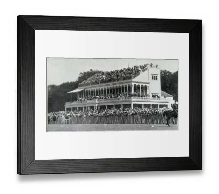Framed Print : Packed grandstand at Goodwood races in Chichester, West Sussex. Date: 1901 Framed Print : Packed grandstand at Goodwood races in Chichester, West Sussex. Date: 1901