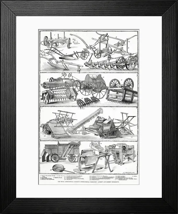 Framed Print : A page in The Illustrated London News showing different equipment used for ploughing. Date: 1879 Framed Print : A page in The Illustrated London News showing different equipment used for ploughing. Date: 1879
