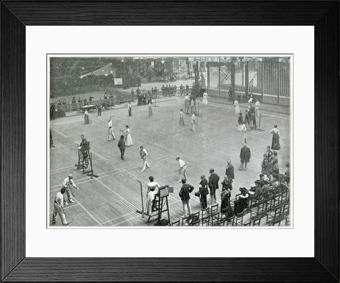 Framed Print : With the entry of forty-seven gentlemen and forty-nine ladies, the Badminton Association's open tournament held at the Central Transept, The Crystal Palace, Sydenham, London Framed Print : With the entry of forty-seven gentlemen and forty-nine ladies, the Badminton Association's open tournament held at the Central Transept, The Crystal Palace, Sydenham, London