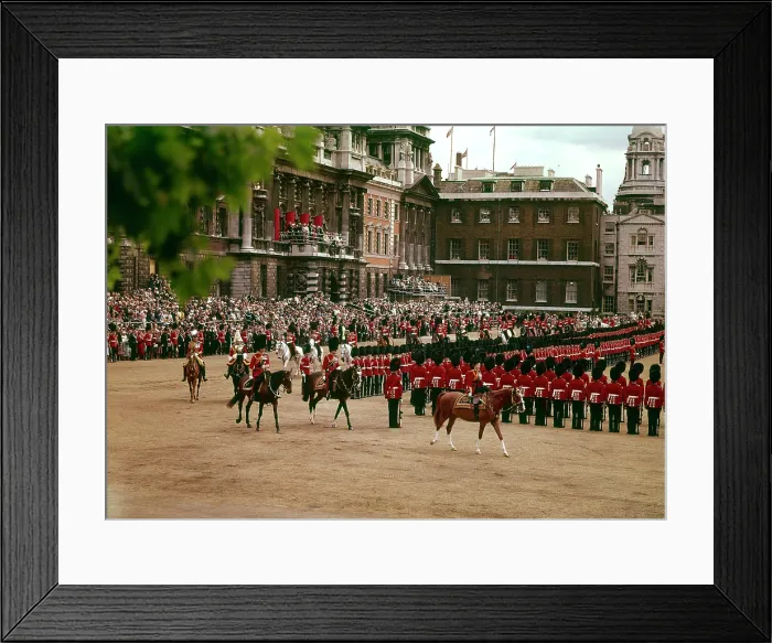 Framed Print : Queen Elizabeth II at the Trooping the Colour, London Date: circa 1960s Framed Print : Queen Elizabeth II at the Trooping the Colour, London Date: circa 1960s