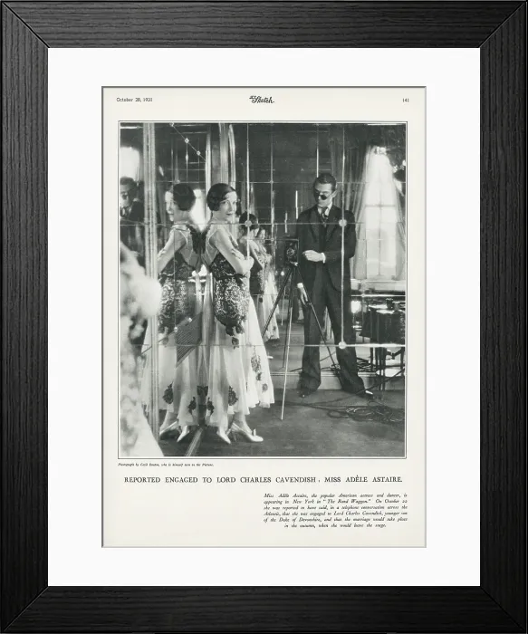 Framed Print : Miss Adele Astaire (1896-1981) American Actress and Dancer - photographed by Cecil Beaton who also appears in the picture. Date: 1931 Framed Print : Miss Adele Astaire (1896-1981) American Actress and Dancer - photographed by Cecil Beaton who also appears in the picture. Date: 1931