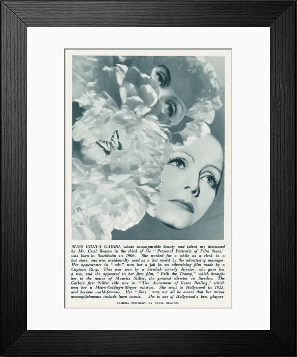 Framed Print : Personal Portraits of Film Stars - Camera portrait montage for The Sketch by Cecil Beaton of the Film Star and Actress Greta Garbo (1905-1990). Date: 1934 Framed Print : Personal Portraits of Film Stars - Camera portrait montage for The Sketch by Cecil Beaton of the Film Star and Actress Greta Garbo (1905-1990). Date: 1934