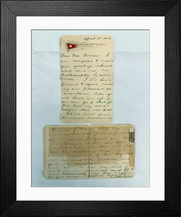 Framed Print : R.M.S. TITANIC - Unique Titanic lettercard from one of the most well known survivors of the disaster Framed Print : R.M.S. TITANIC - Unique Titanic lettercard from one of the most well known survivors of the disaster