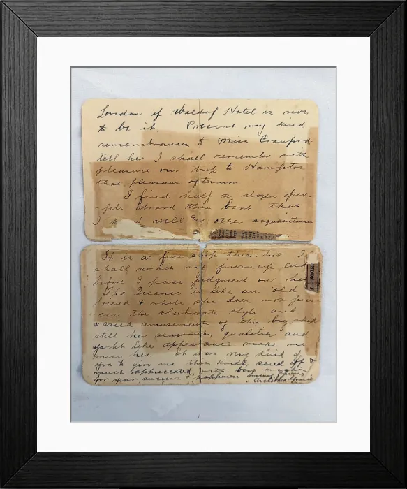 Framed Print : R.M.S. TITANIC - Unique Titanic lettercard from one of the most well known survivors of the disaster Framed Print : R.M.S. TITANIC - Unique Titanic lettercard from one of the most well known survivors of the disaster
