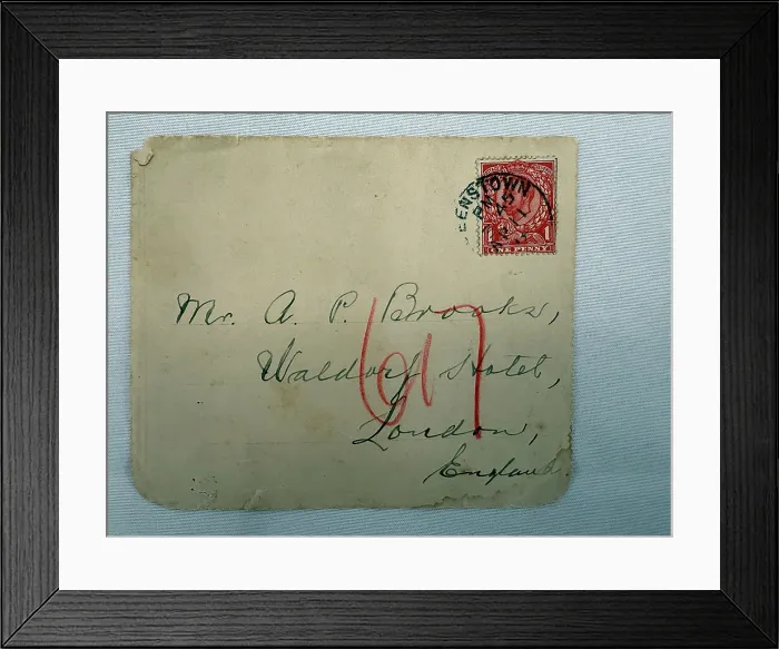 Framed Print : R.M.S. TITANIC - Unique Titanic lettercard from one of the most well known survivors of the disaster Framed Print : R.M.S. TITANIC - Unique Titanic lettercard from one of the most well known survivors of the disaster