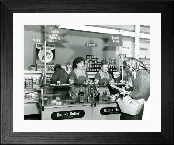 Framed Print : Danish food promotion counter Framed Print : Danish food promotion counter
