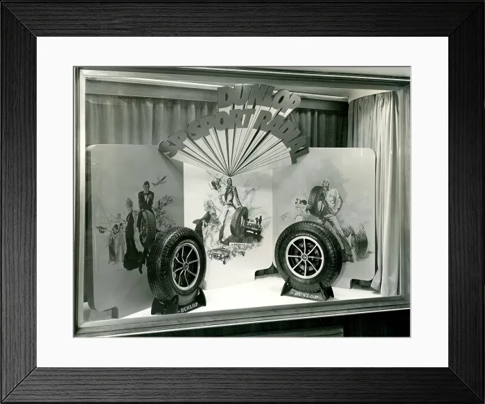 Framed Print : Dunlop SP Sport Radial window display Framed Print : Dunlop SP Sport Radial window display