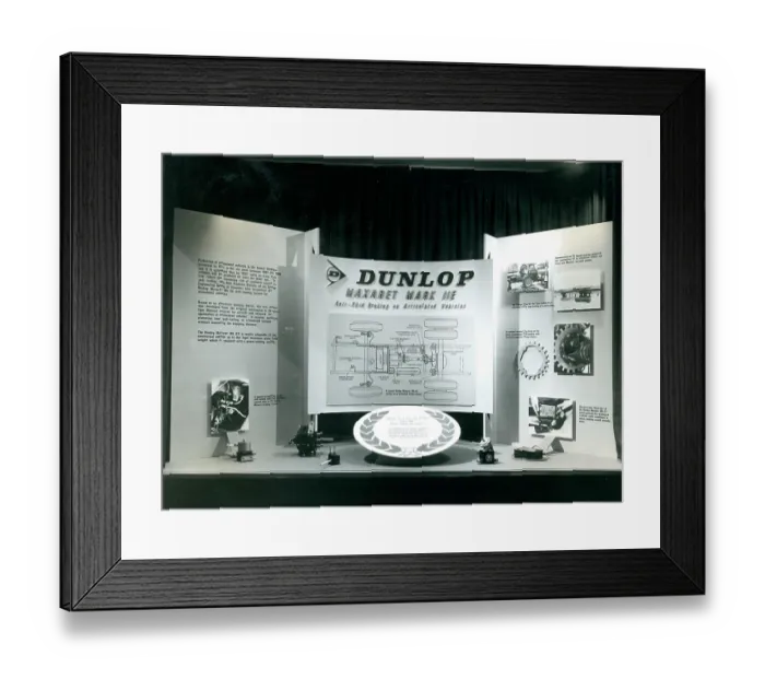 Framed Print : Dunlop Maxaret anti-skid window display Framed Print : Dunlop Maxaret anti-skid window display