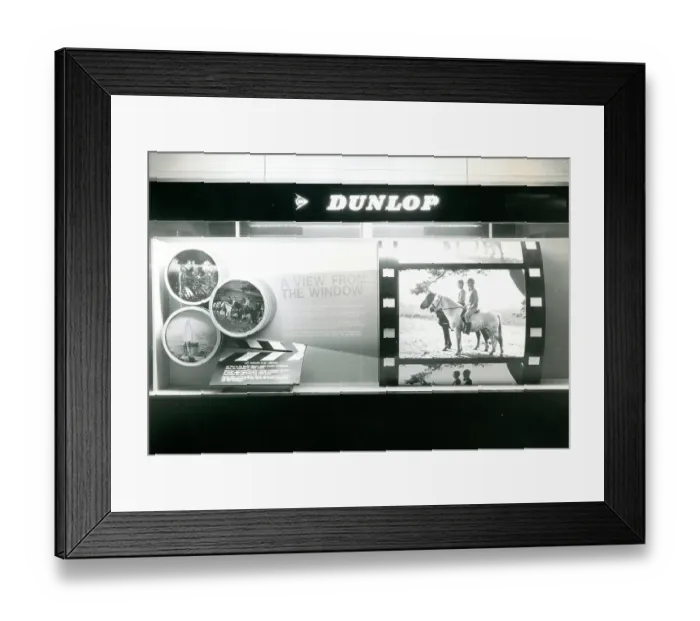 Framed Print : Dunlop Film Library window display Framed Print : Dunlop Film Library window display