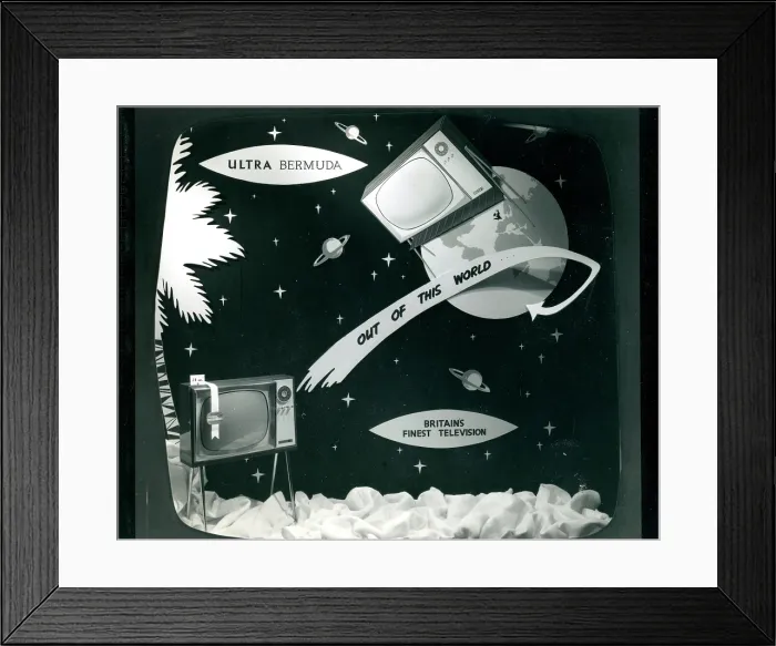 Framed Print : Ultra Bermuda television window display Framed Print : Ultra Bermuda television window display