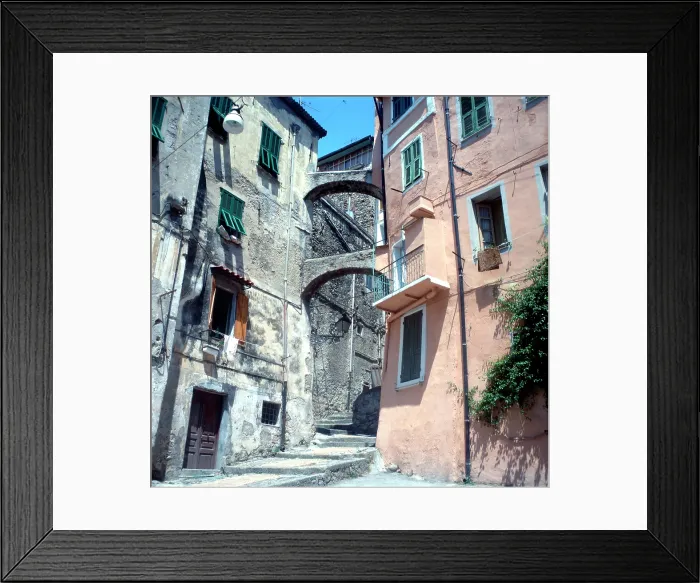 Framed Print : La Pigna, the historic old town of Sanremo Date: circa 1985 Framed Print : La Pigna, the historic old town of Sanremo Date: circa 1985
