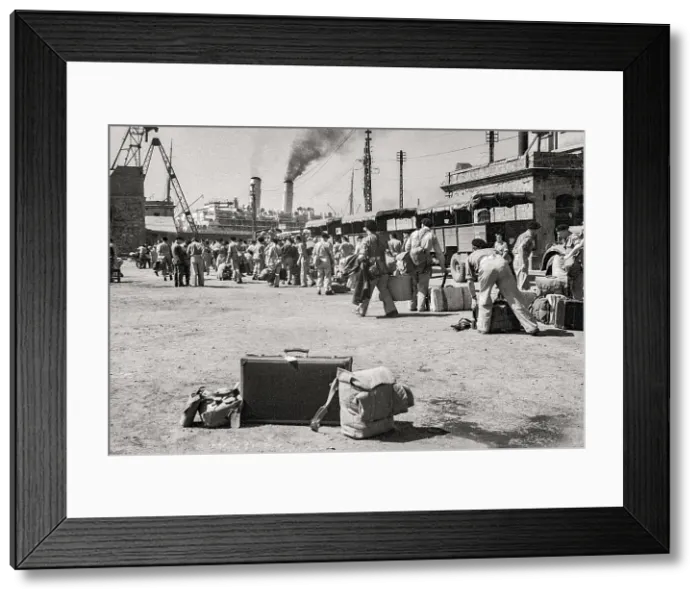 Framed Print : John's few cases ready to load on troop ship Ormonde from Naples to demob in England at Helmsley Polish Resettlement Camp Date: 1947 Framed Print : John's few cases ready to load on troop ship Ormonde from Naples to demob in England at Helmsley Polish Resettlement Camp Date: 1947