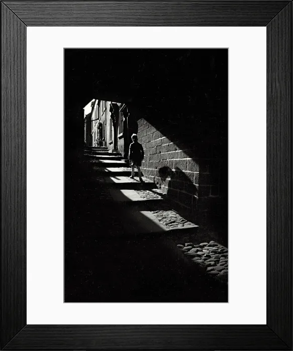Framed Print : Boy as silhouette in alleyway, Yorkshire Date: 1947 - 1948 Framed Print : Boy as silhouette in alleyway, Yorkshire Date: 1947 - 1948