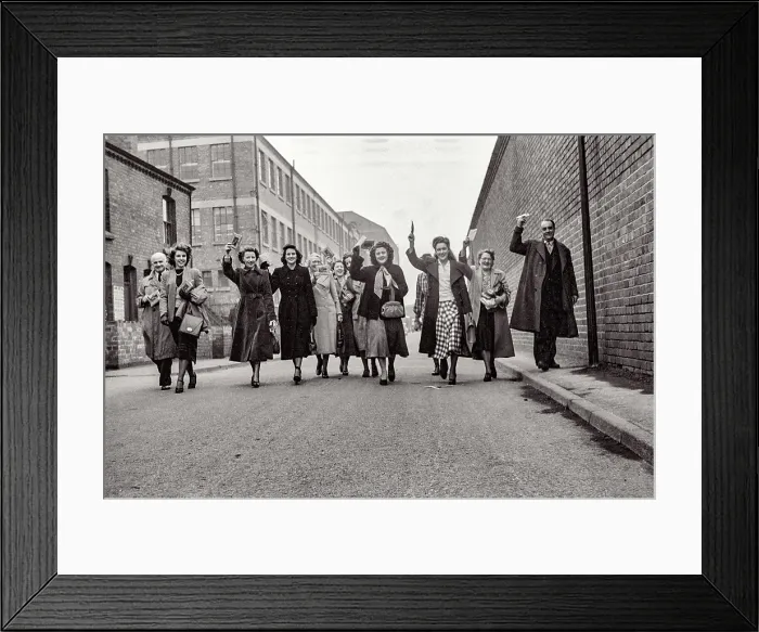 Framed Print : Aristoc staff celebrating, Nottingham, Langley Mill Date: 1950 Framed Print : Aristoc staff celebrating, Nottingham, Langley Mill Date: 1950