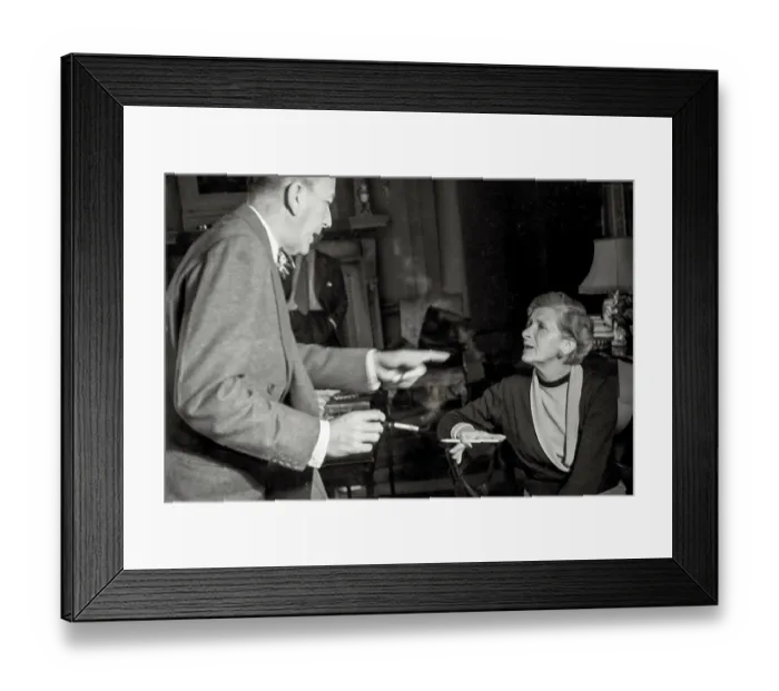 Framed Print : Noel Coward directing actress in rehearsal of play Relative Values which opened at Savoy Theatre London in November 1951 Date: 1951 Framed Print : Noel Coward directing actress in rehearsal of play Relative Values which opened at Savoy Theatre London in November 1951 Date: 1951