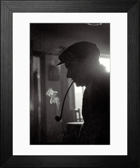 Framed Print : Silhouette of man smoking, Yorkshire Framed Print : Silhouette of man smoking, Yorkshire