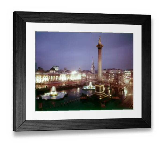 Framed Print : Trafalgar Square and Nelson's Column at night, Westminster, London Date: circa 1960s Framed Print : Trafalgar Square and Nelson's Column at night, Westminster, London Date: circa 1960s