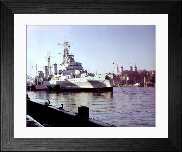 Framed Print : H.M.S. Belfast, Pool of London Date: circa 1960s Framed Print : H.M.S. Belfast, Pool of London Date: circa 1960s