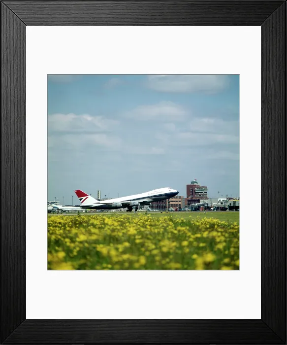 Framed Print : British Airways Plane on Runway at London Heathrow Airport Date: circa 1960s Framed Print : British Airways Plane on Runway at London Heathrow Airport Date: circa 1960s