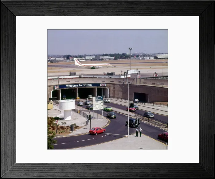 Framed Print : London Heathrow Airport, Welcome to Britain. Date: circa 1960s