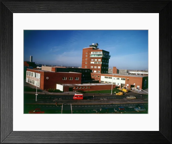 Framed Print : London Heathrow Airport - Old Control Tower Building (now demolished). Date: circa 1960s Framed Print : London Heathrow Airport - Old Control Tower Building (now demolished). Date: circa 1960s