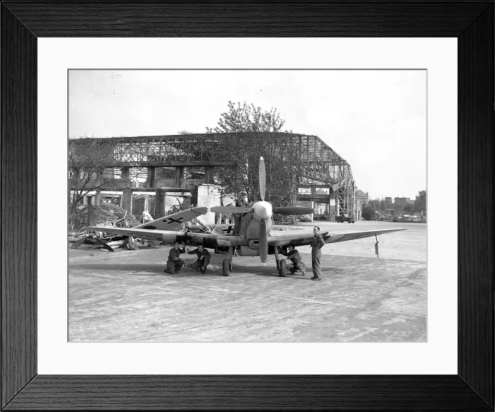 Framed Print : Supermarine Spitfire MkIX with wrecked Messerschmitt Bf 109G Framed Print : Supermarine Spitfire MkIX with wrecked Messerschmitt Bf 109G
