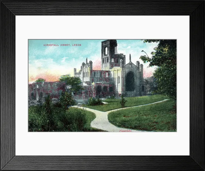 Framed Print : Kirkstall Abbey, Leeds - a well-preserved, ruined Cistercian monastery on the banks of the River Aire in Leeds, West Yorkshire