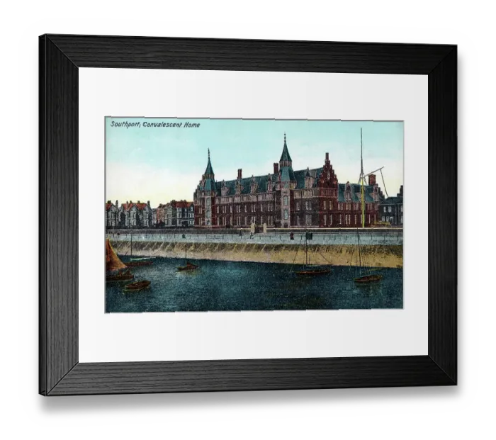 Framed Print : Convalescent Home (Southport Promenade Hospital), Southport, Lancashire. The building has been restored into luxury apartments known as the Marine Gate Mansions Framed Print : Convalescent Home (Southport Promenade Hospital), Southport, Lancashire. The building has been restored into luxury apartments known as the Marine Gate Mansions