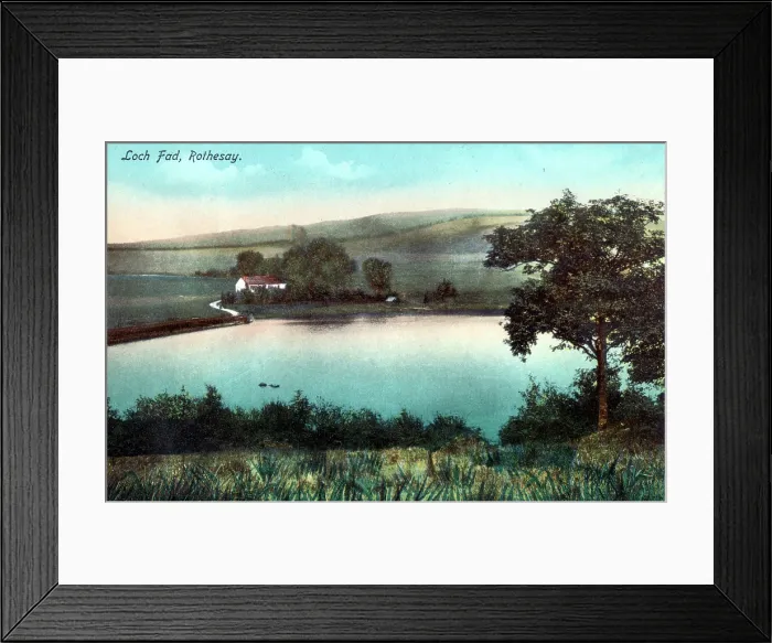 Framed Print : Loch Fad, Rothesay - a freshwater loch on the Isle of Bute in Scotland. Its name means 'long loch' in Scottish Gaelic. Date: circa 1909 Framed Print : Loch Fad, Rothesay - a freshwater loch on the Isle of Bute in Scotland. Its name means 'long loch' in Scottish Gaelic. Date: circa 1909