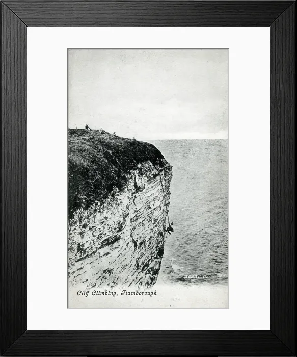 Framed Print : Climbing the Cliffs - Flamborough, East Riding of Yorkshire. Date: circa 1909 Framed Print : Climbing the Cliffs - Flamborough, East Riding of Yorkshire. Date: circa 1909