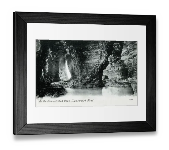 Framed Print : Within the four-arched cave - Flamborough, East Riding of Yorkshire. Date: circa 1909 Framed Print : Within the four-arched cave - Flamborough, East Riding of Yorkshire. Date: circa 1909
