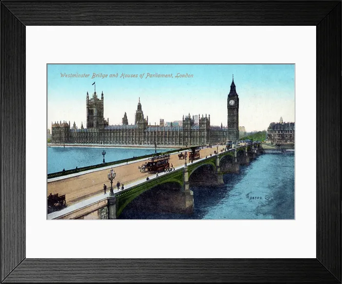 Framed Print : London - Westminster Bridge and the Houses of Parliament Date: circa 1904 Framed Print : London - Westminster Bridge and the Houses of Parliament Date: circa 1904