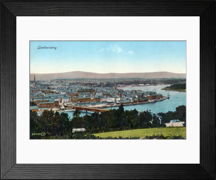 Framed Print : Londonderry (Derry), Northern Ireland - Panoramic View. Date: circa 1905 Framed Print : Londonderry (Derry), Northern Ireland - Panoramic View. Date: circa 1905