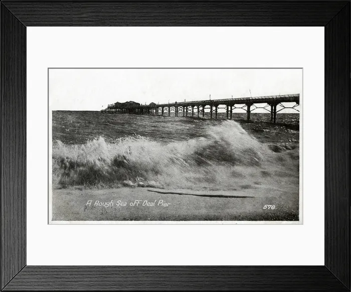 Framed Print : Deal, Kent - A Rough Sea off the Pier. Date: circa 1910s Framed Print : Deal, Kent - A Rough Sea off the Pier. Date: circa 1910s