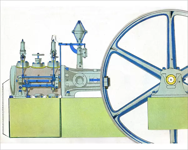 Single cylinder steam engine, paper model