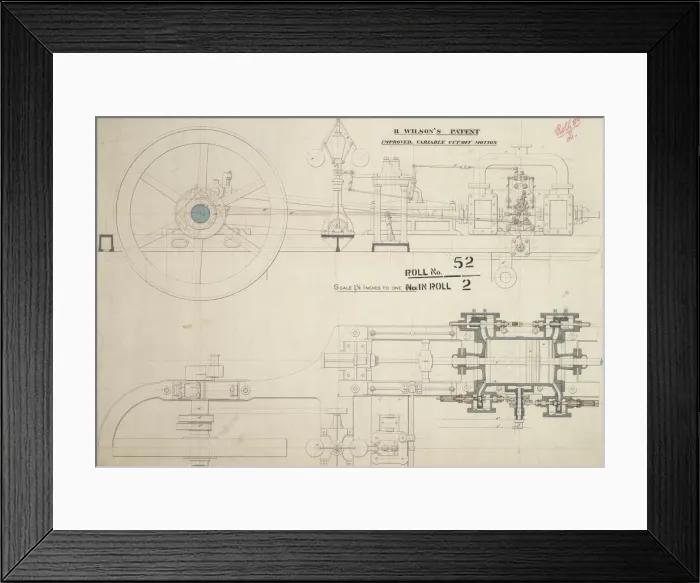 Framed Print : R Wilsons patent improved variable cut off motion Framed Print : R Wilsons patent improved variable cut off motion