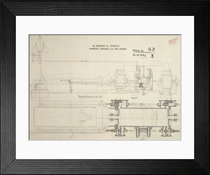 Framed Print : R Wilsons patent improved, variable cut off motion Framed Print : R Wilsons patent improved, variable cut off motion