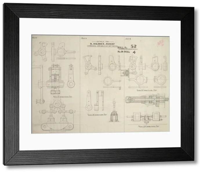 Framed Print : Details for R Wilsons patent improved variable cut off moti Framed Print : Details for R Wilsons patent improved variable cut off moti
