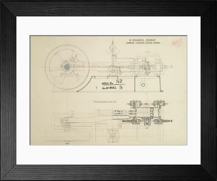 Framed Print : R Wilsons patent improved variable cut off motion Framed Print : R Wilsons patent improved variable cut off motion