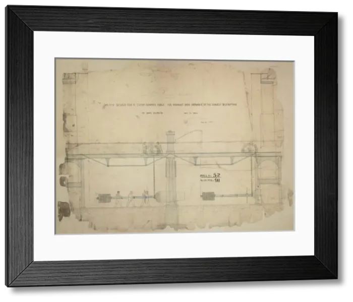 Framed Print : Design for a steam hammer forge for wrought iron ordnance Framed Print : Design for a steam hammer forge for wrought iron ordnance