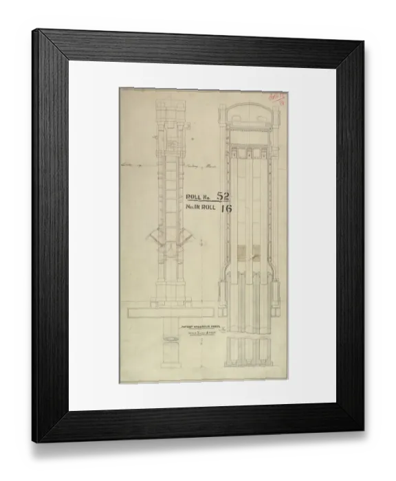 Framed Print : Patent hydraulic press, vertical sections Framed Print : Patent hydraulic press, vertical sections