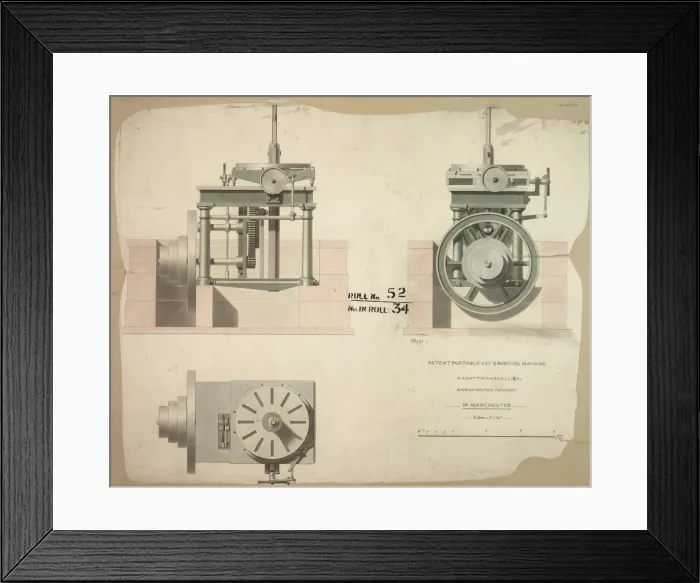Framed Print : Patent portable key grooving machine, plan Framed Print : Patent portable key grooving machine, plan