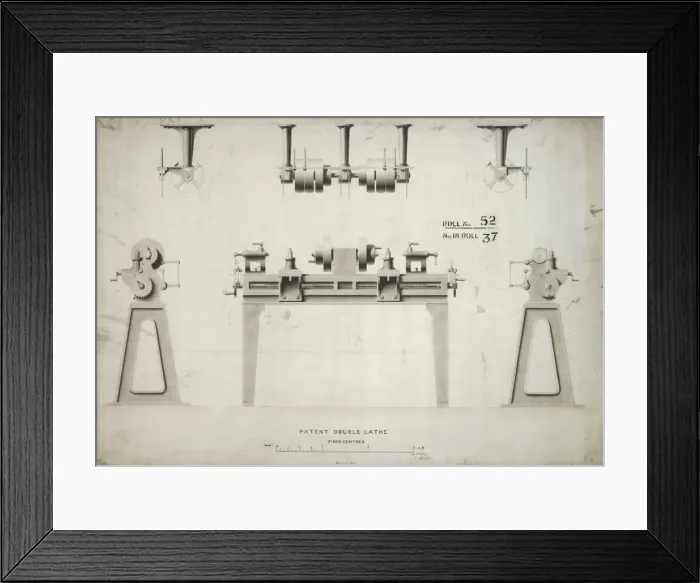 Framed Print : Patent double lathe 5 inch centres Framed Print : Patent double lathe 5 inch centres