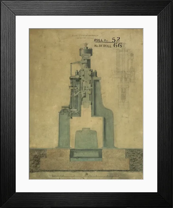 Framed Print : 5 cwt steam hammer, J Nasmyths patent Framed Print : 5 cwt steam hammer, J Nasmyths patent