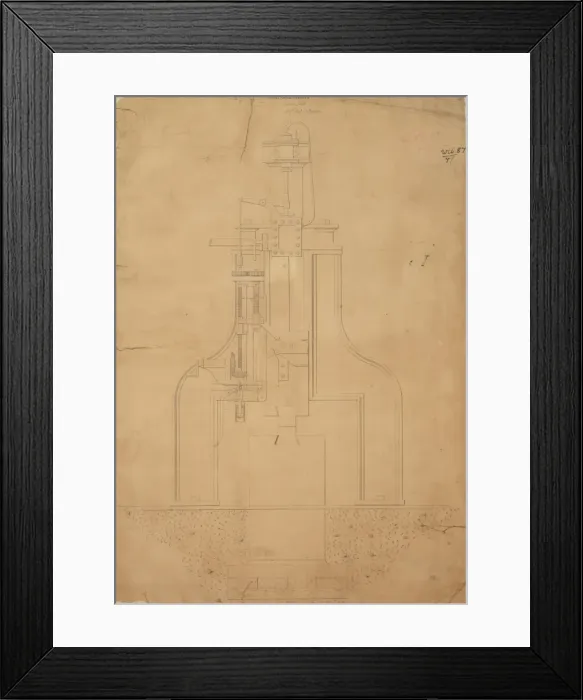 Framed Print : 10 cwt steam hammer, front elevation Framed Print : 10 cwt steam hammer, front elevation