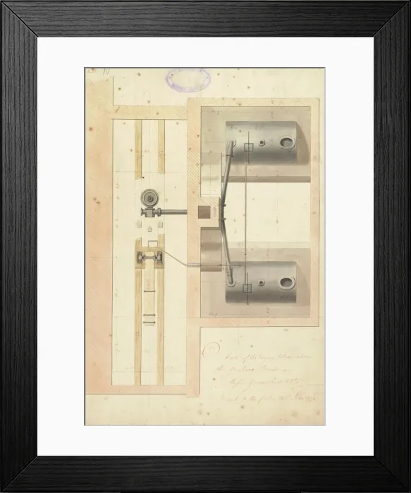 Framed Print : Plan of the engine taken above the working beam Framed Print : Plan of the engine taken above the working beam