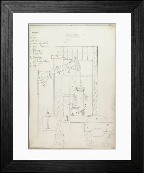 Framed Print : Newcomens engine, drawing no 4 Framed Print : Newcomens engine, drawing no 4